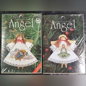 Angel Counted Cross Stitch Christmas Ornament Kits 1473 / 1448 - Lot of 2 - NOS